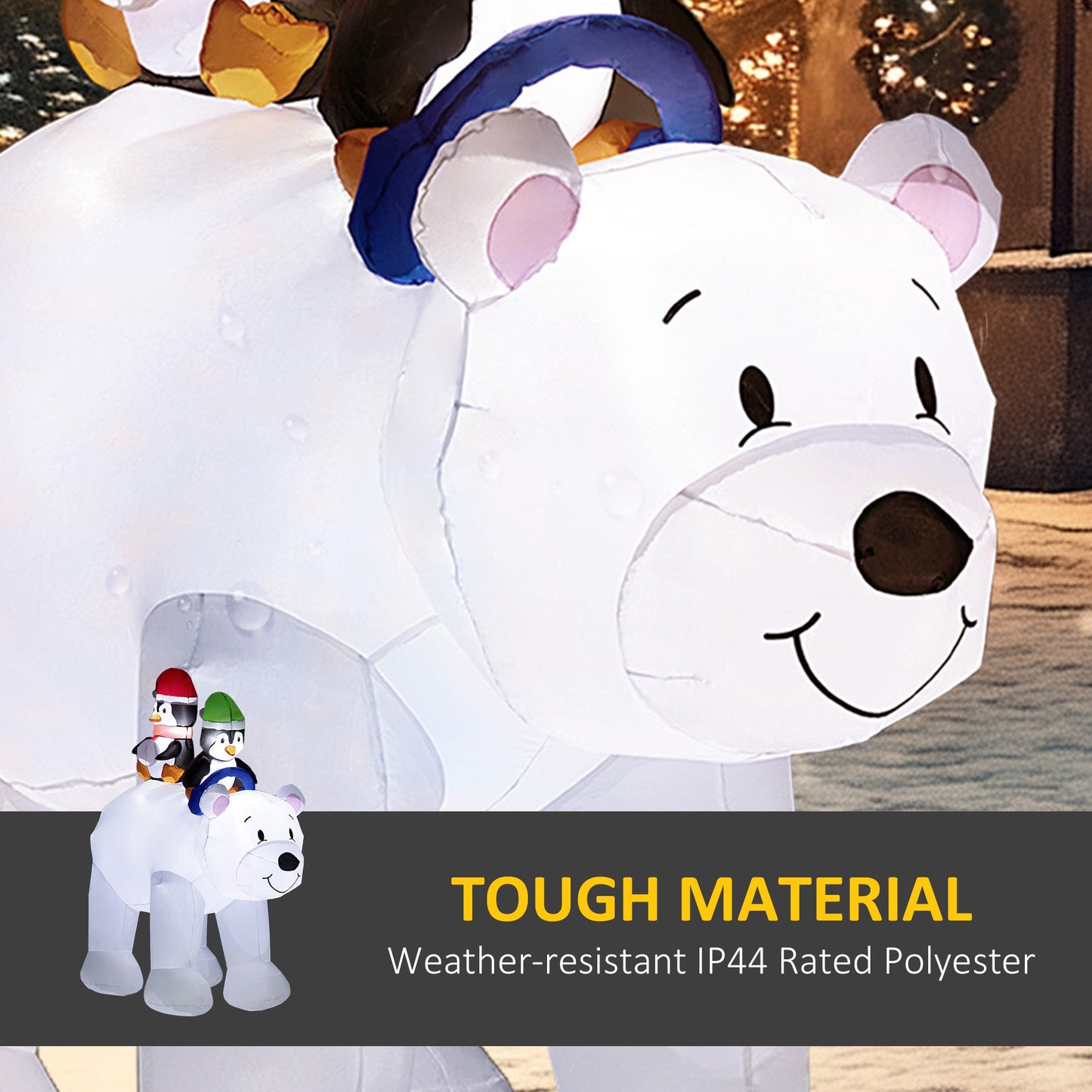 6.4ft Inflatable Polar Bear and Penguin Christmas Inflatable-4