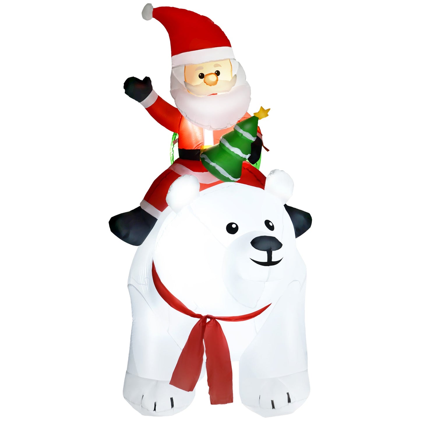 6.6ft Inflatable Santa Riding Polar Bear Decoration-0