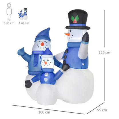 Christmas Inflatable Snowman Family Outdoor Home Seasonal Decoration w/ LED Light-2