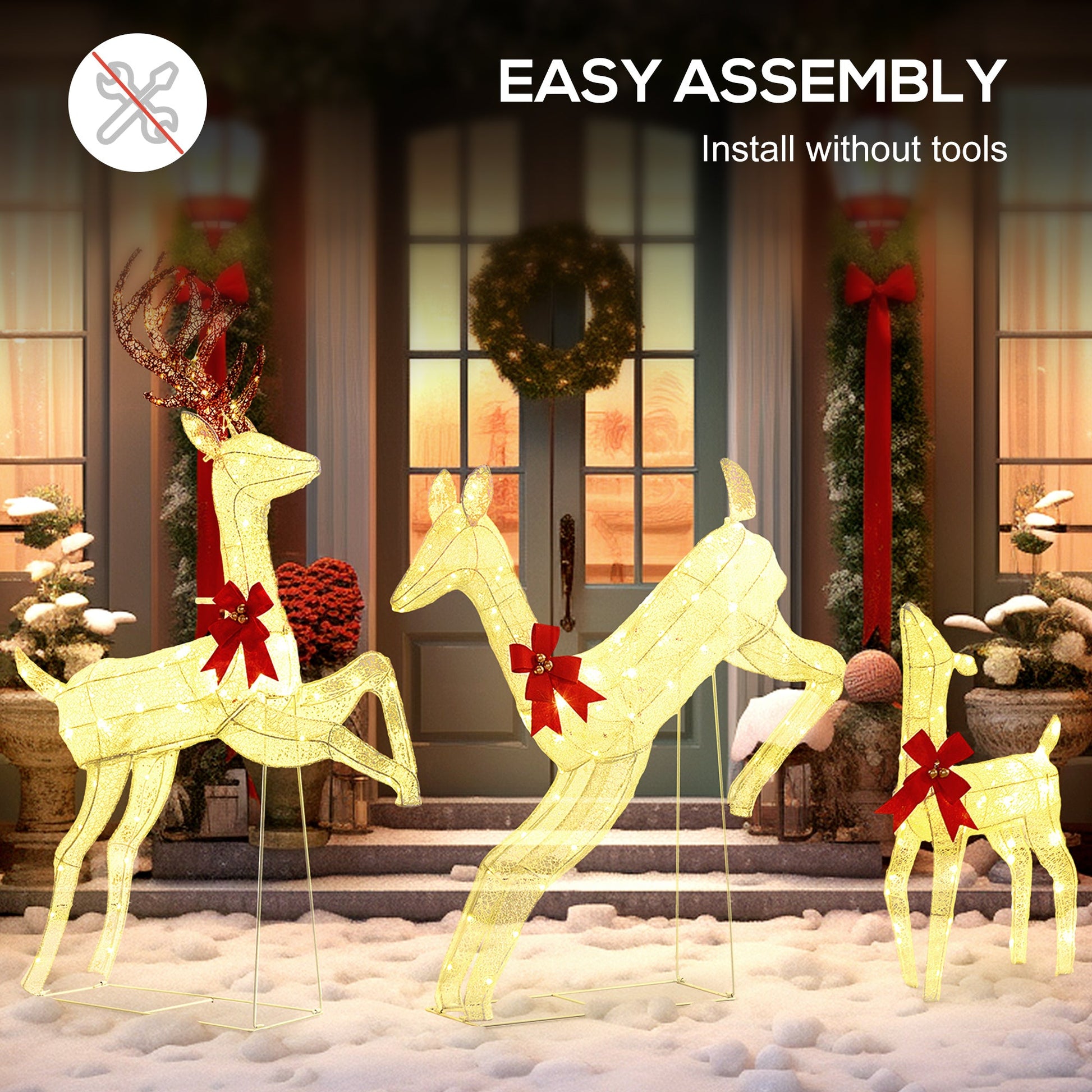 Three-Piece LED Light Reindeer Christmas Decoration-4