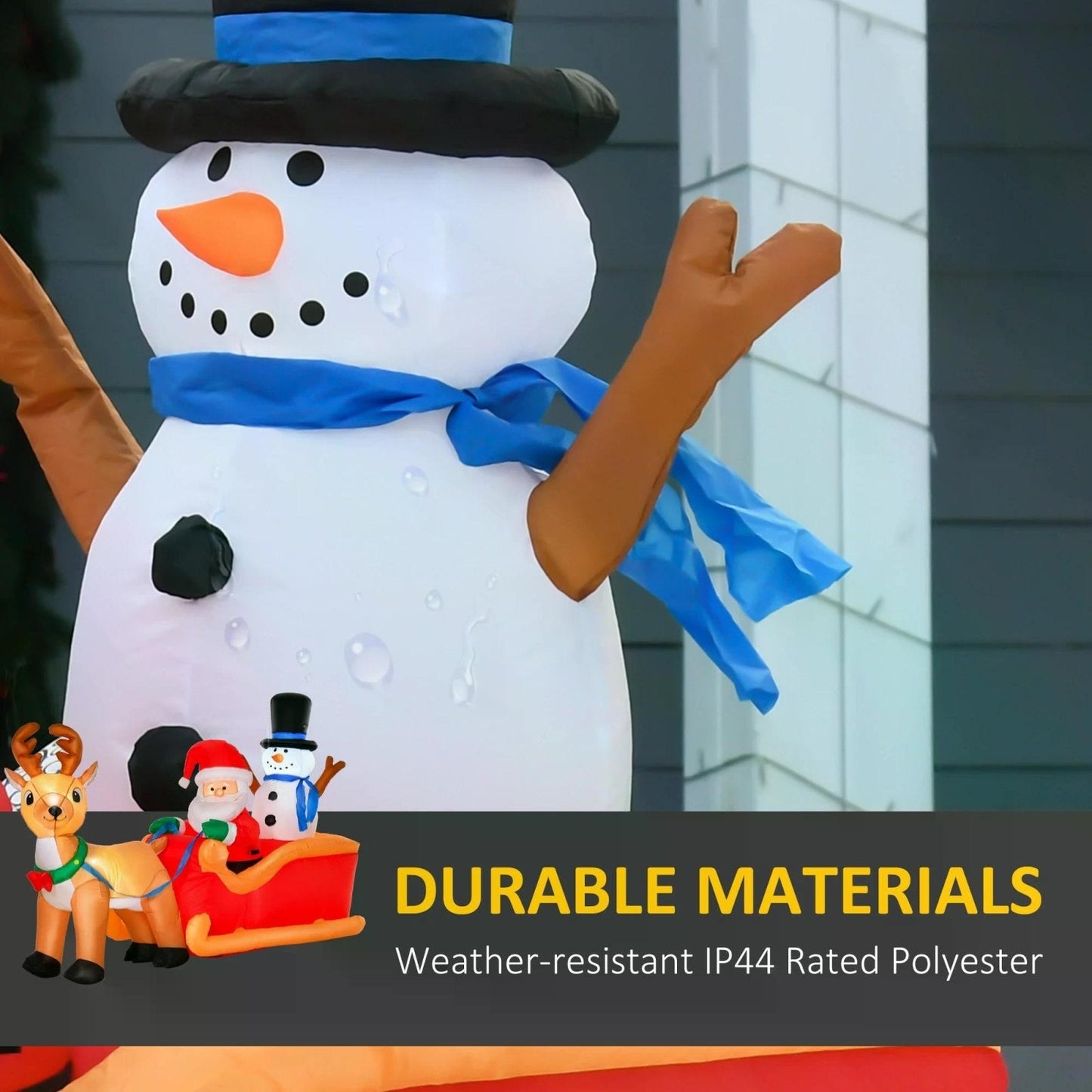 1.3m Christmas Inflatable Santa Claus on Sleigh Deer, LED Lighted for Home Indoor Outdoor Garden Lawn Decoration Party Prop-4