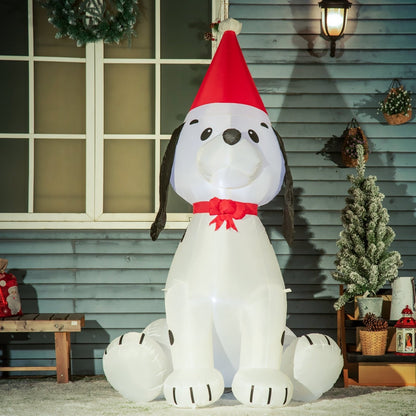 1.8m Inflatable Christmas Puppy Dog Wearing Santa Hat Lighted Outdoor Decoration Blow Up Decor for Holiday Indoor-1