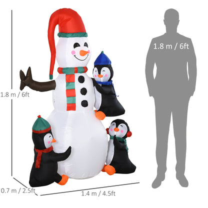 Christmas Inflatable Snowman and Penguins Outdoor Home Seasonal Decoration w/ LED Light-2
