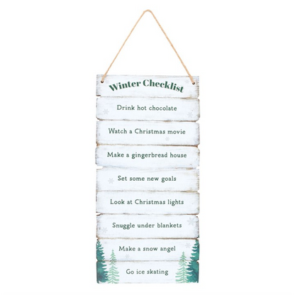 Winter Wonderland Checklist Hanging Sign