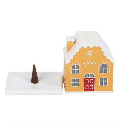 Candy Cane Gingerbread House Incense Cone Holder