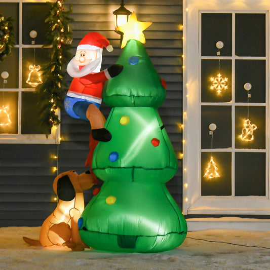 6ft Inflatable Christmas Tree, LED Lighted with Santa Claus Dog for Home Indoor Outdoor Garden Lawn Decoration Party Prop-0
