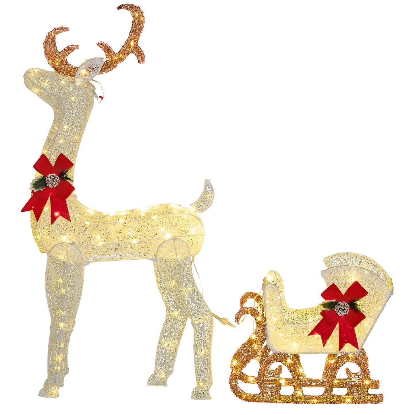 170 LED Light Reindeer and Sleigh Christmas Decoration-0