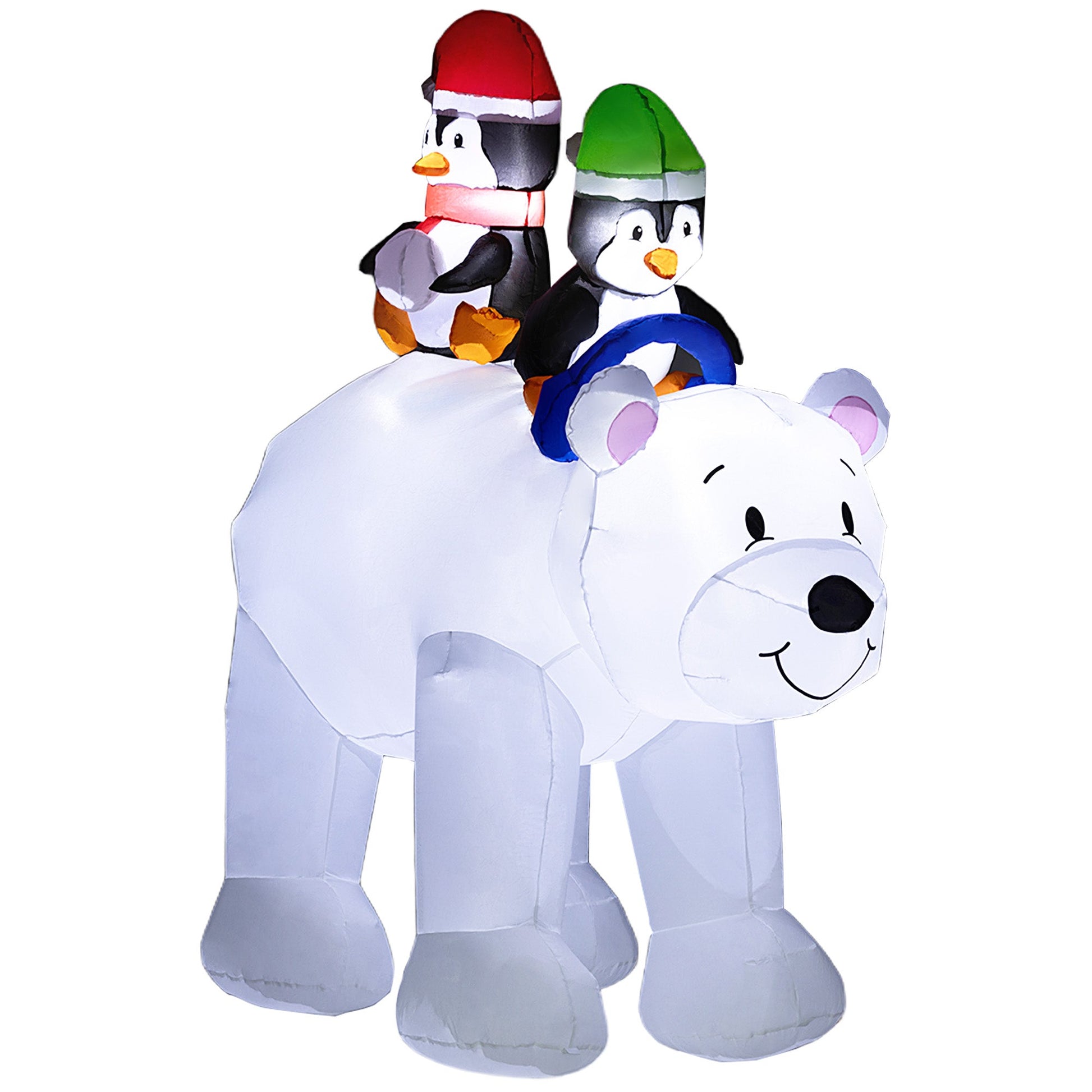 6.4ft Inflatable Polar Bear and Penguin Christmas Inflatable-0