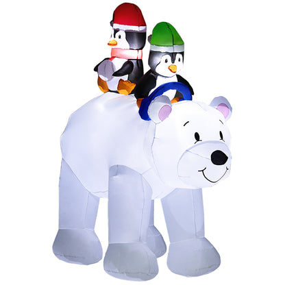 6.4ft Inflatable Polar Bear and Penguin Christmas Inflatable-0