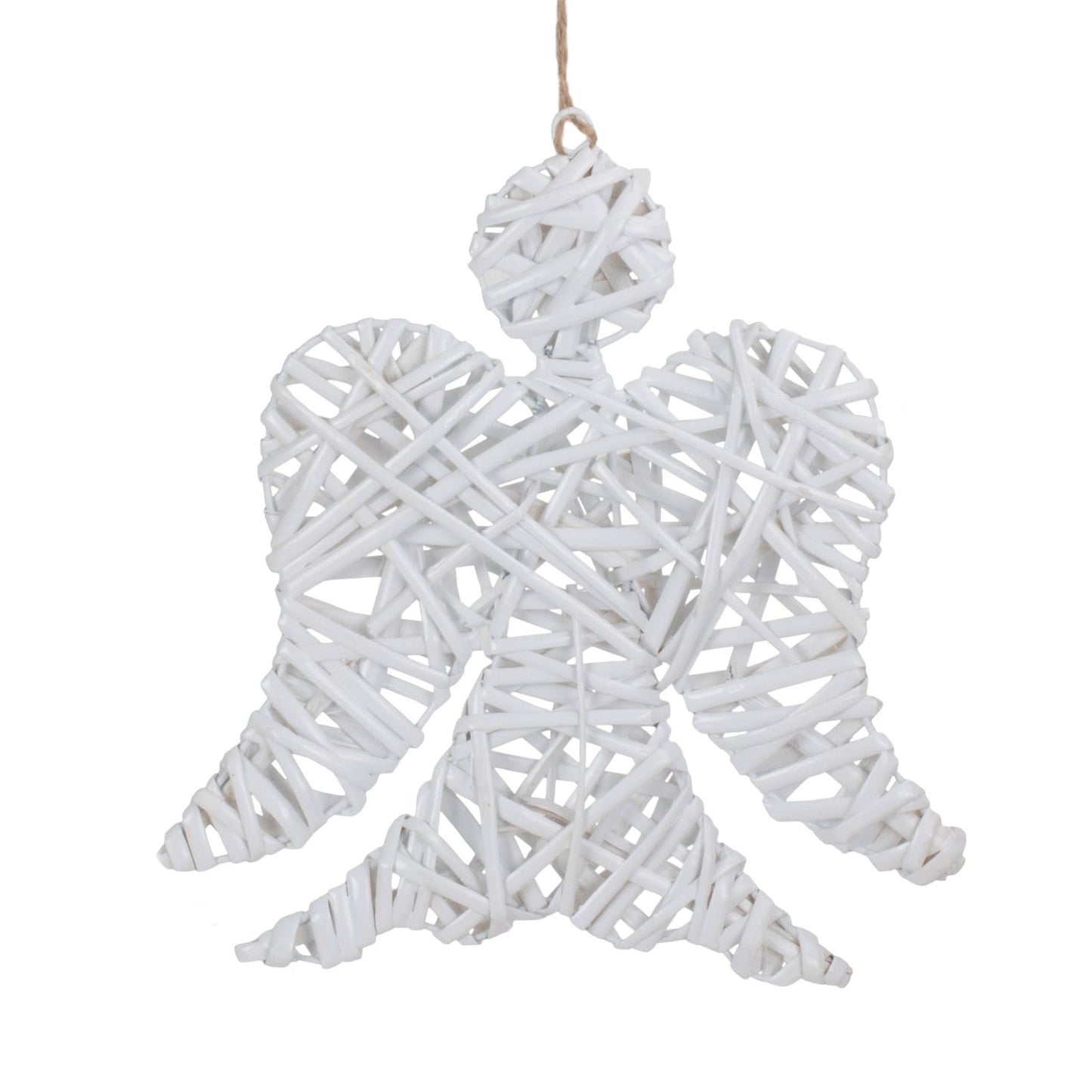 White Angel Wicker Hanging Christmas Decoration-0