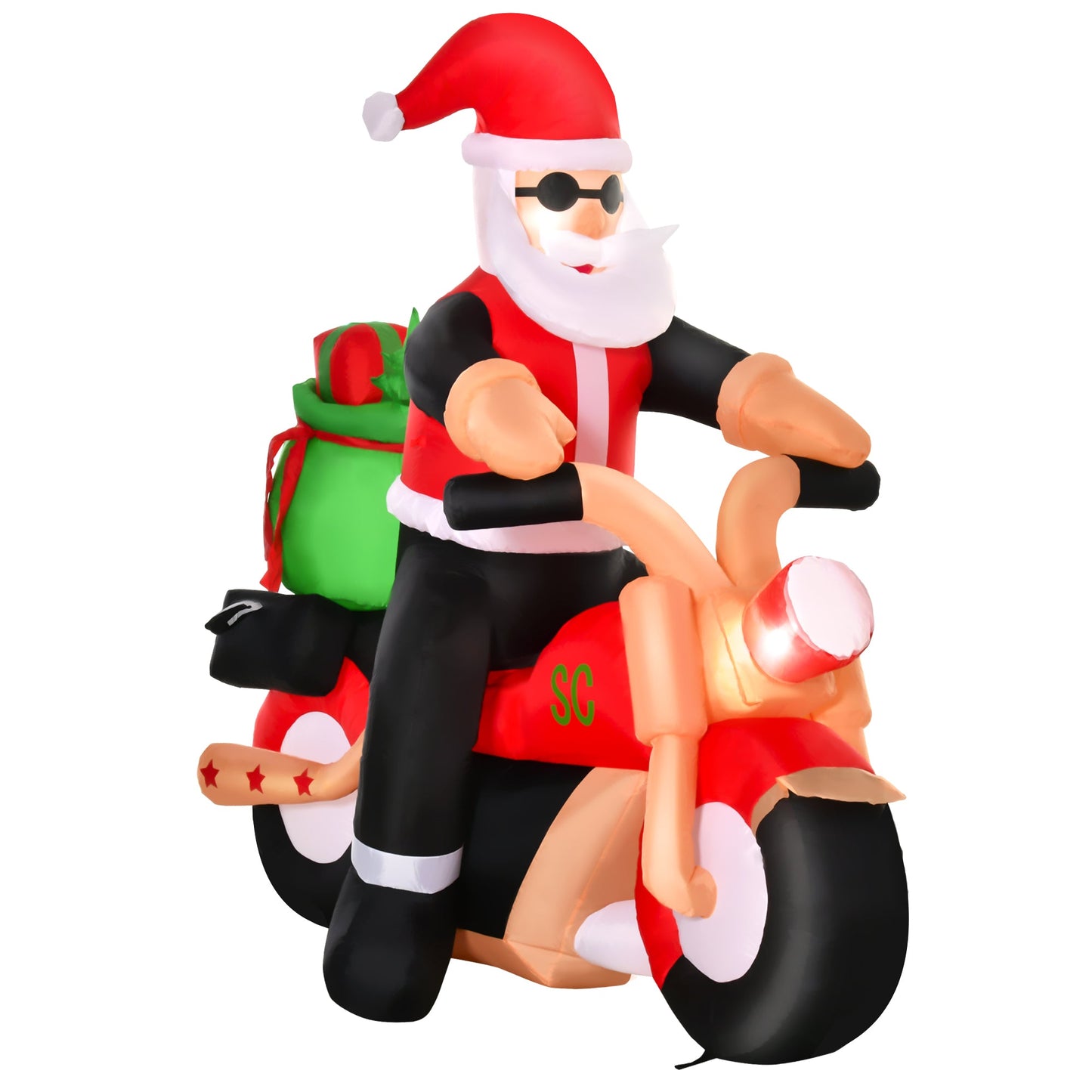 5.5ft Christmas Inflatable Santa Claus Riding a Motorcycle Blow Up Decoration Xmas Décor for Garden-0