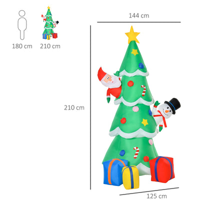 7ft Tall Christmas Inflatable Tree LED Lighted with Santa Claus Snowman and Gift Box for Home Indoor Outdoor Garden Lawn Decoration Party Prop-2