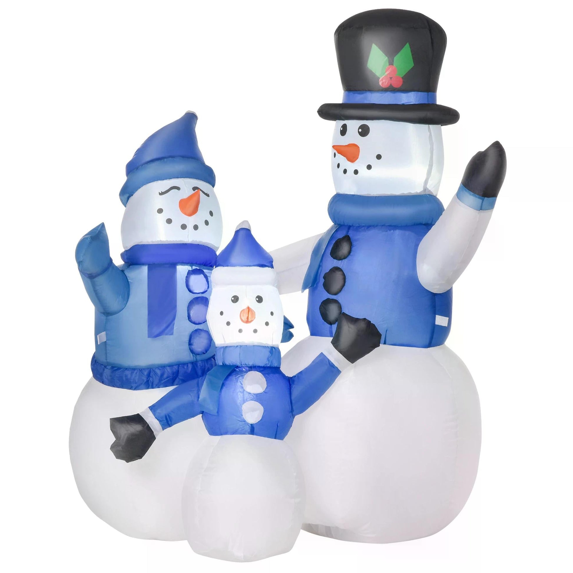 Christmas Inflatable Snowman Family Outdoor Home Seasonal Decoration w/ LED Light-0