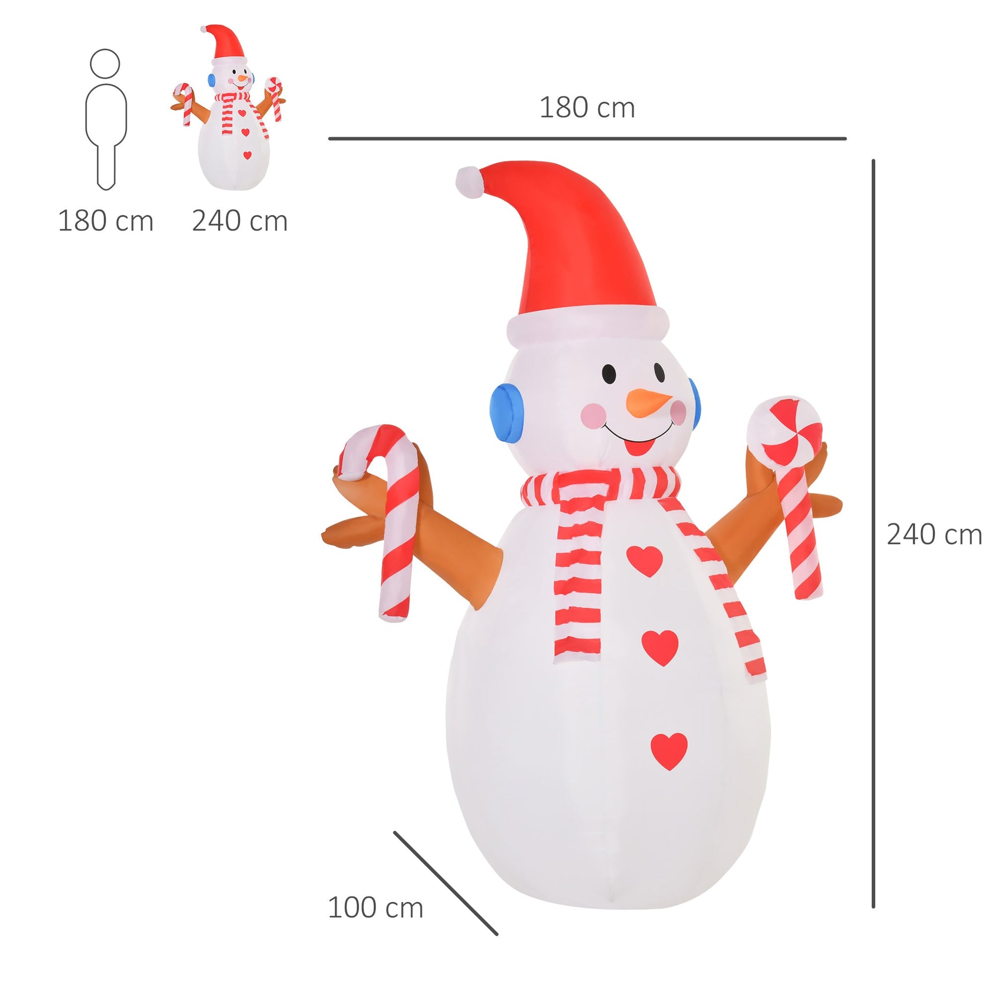 2.4m Christmas Inflatable Snowman with Candy, Rotating Lighted for Home Indoor Outdoor Garden Lawn Decoration Party Prop-2