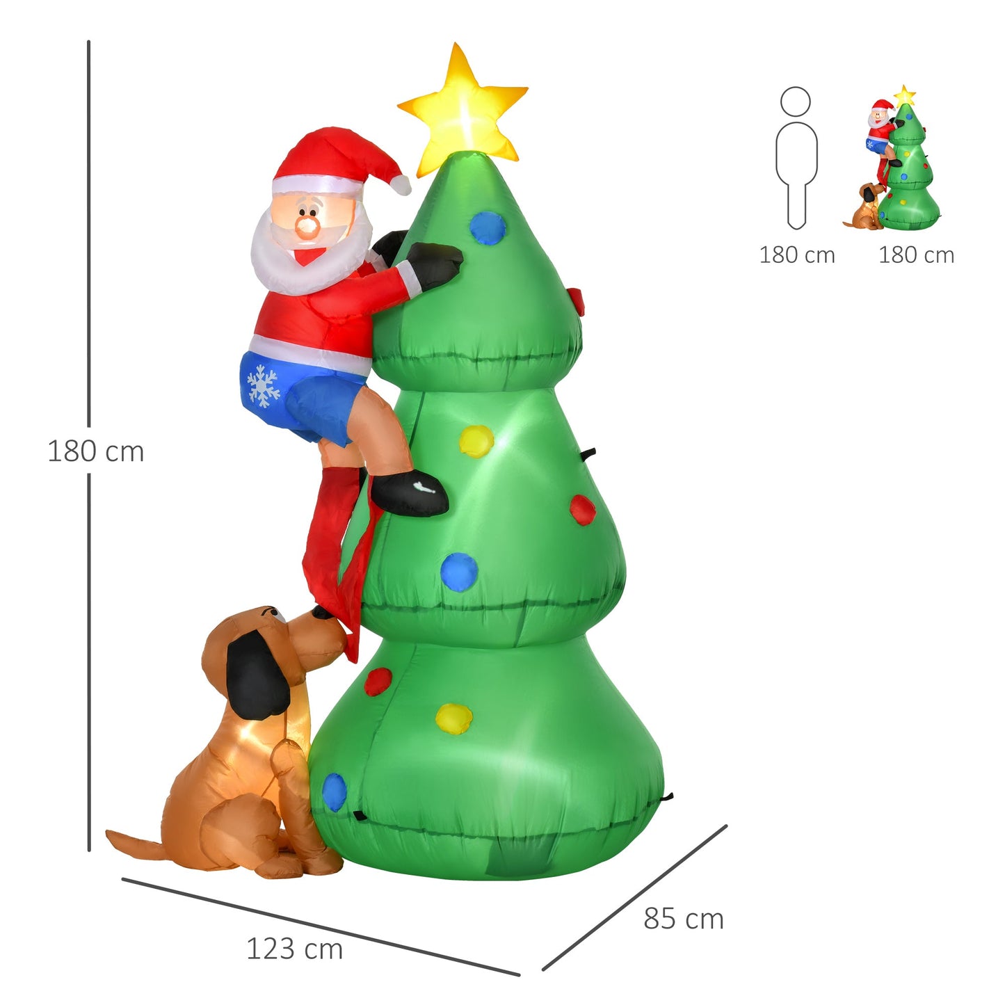 6ft Inflatable Christmas Tree, LED Lighted with Santa Claus Dog for Home Indoor Outdoor Garden Lawn Decoration Party Prop-1