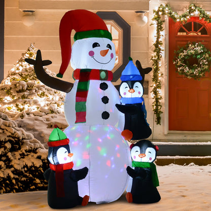 Christmas Inflatable Snowman and Penguins Outdoor Home Seasonal Decoration w/ LED Light-1