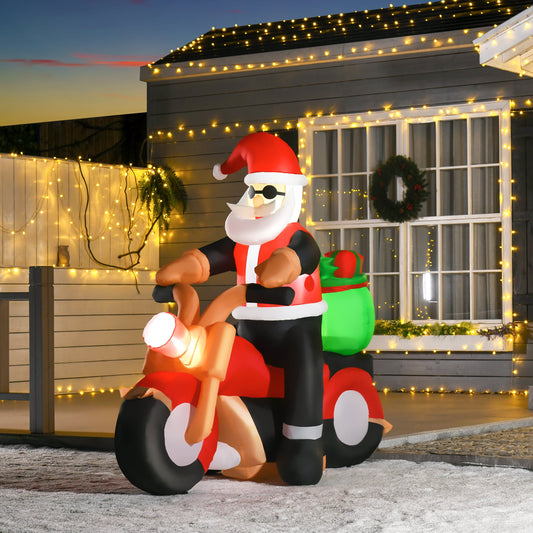 5.5ft Christmas Inflatable Santa Claus Riding a Motorcycle Blow Up Decoration Xmas Décor for Garden-1