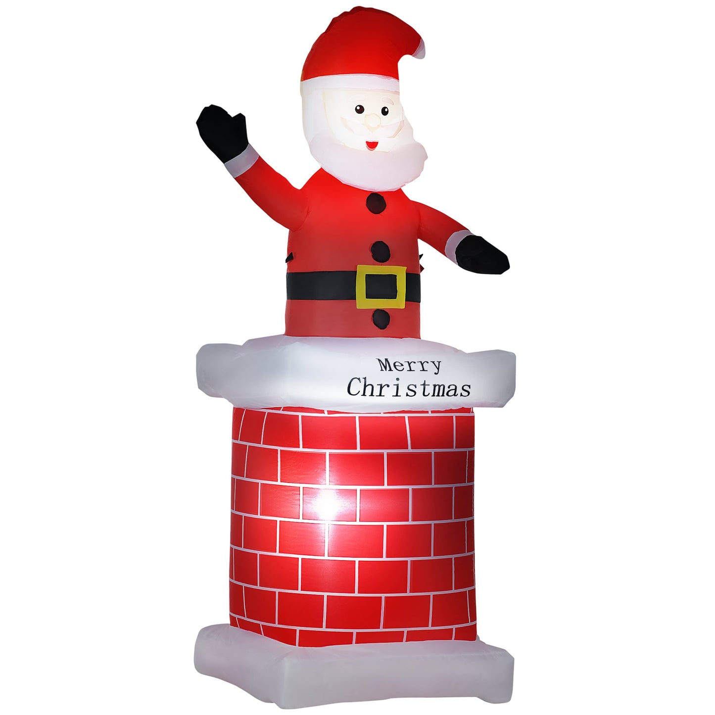 7ft Christmas Inflatable Santa Claus from Chimney, Blow-Up Outdoor LED Garden Display for Lawn, Party-0