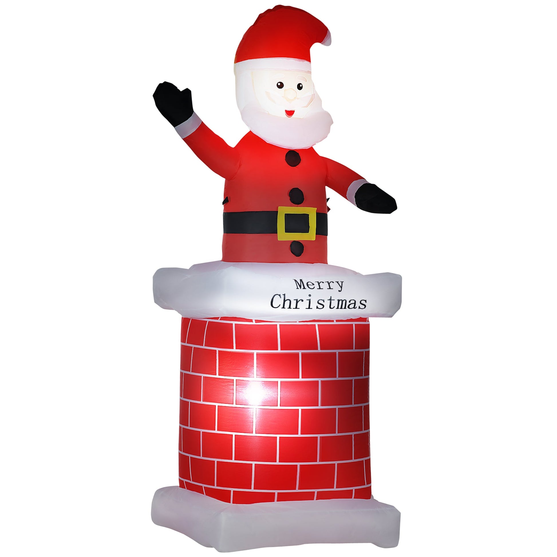 7ft Christmas Inflatable Santa Claus from Chimney, Blow-Up Outdoor LED Garden Display for Lawn, Party-0