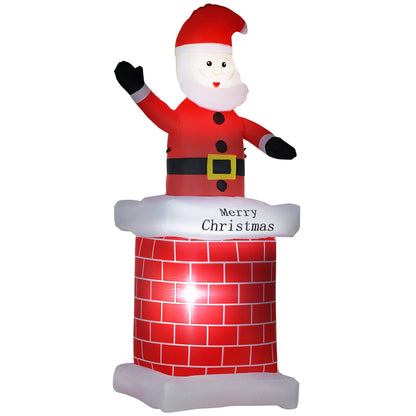 7ft Christmas Inflatable Santa Claus from Chimney, Blow-Up Outdoor LED Garden Display for Lawn, Party-0