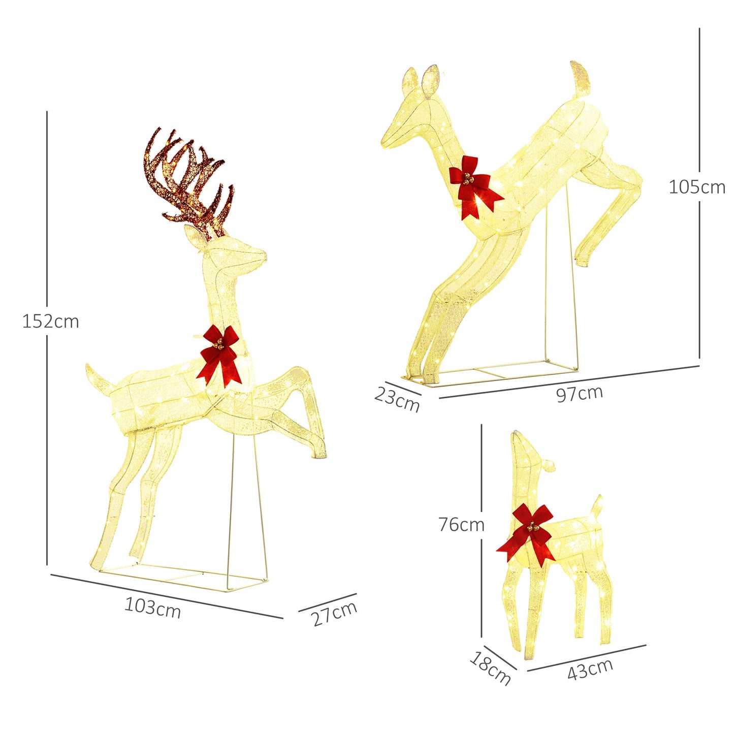 Three-Piece LED Light Reindeer Christmas Decoration-2