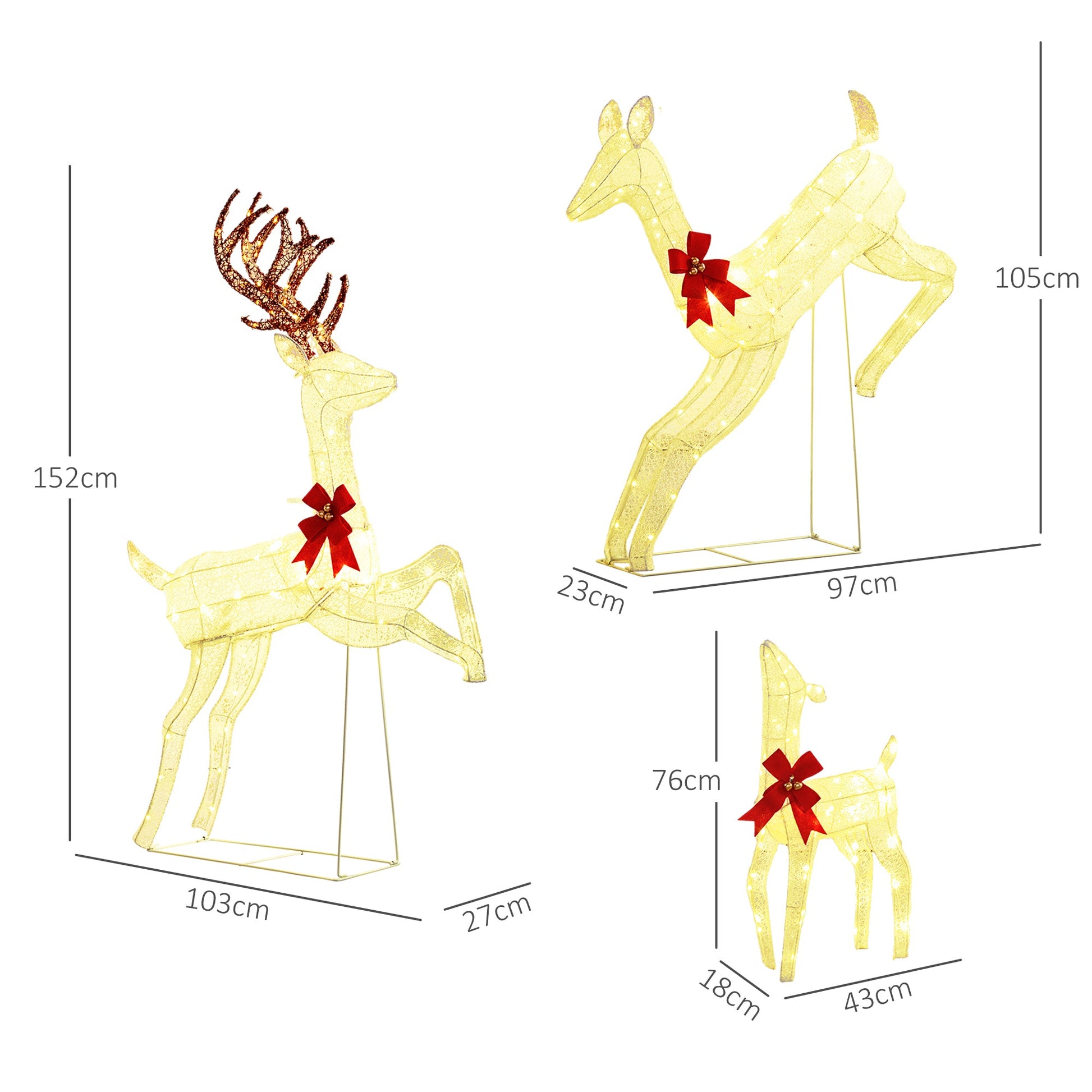 Three-Piece LED Light Reindeer Christmas Decoration-2
