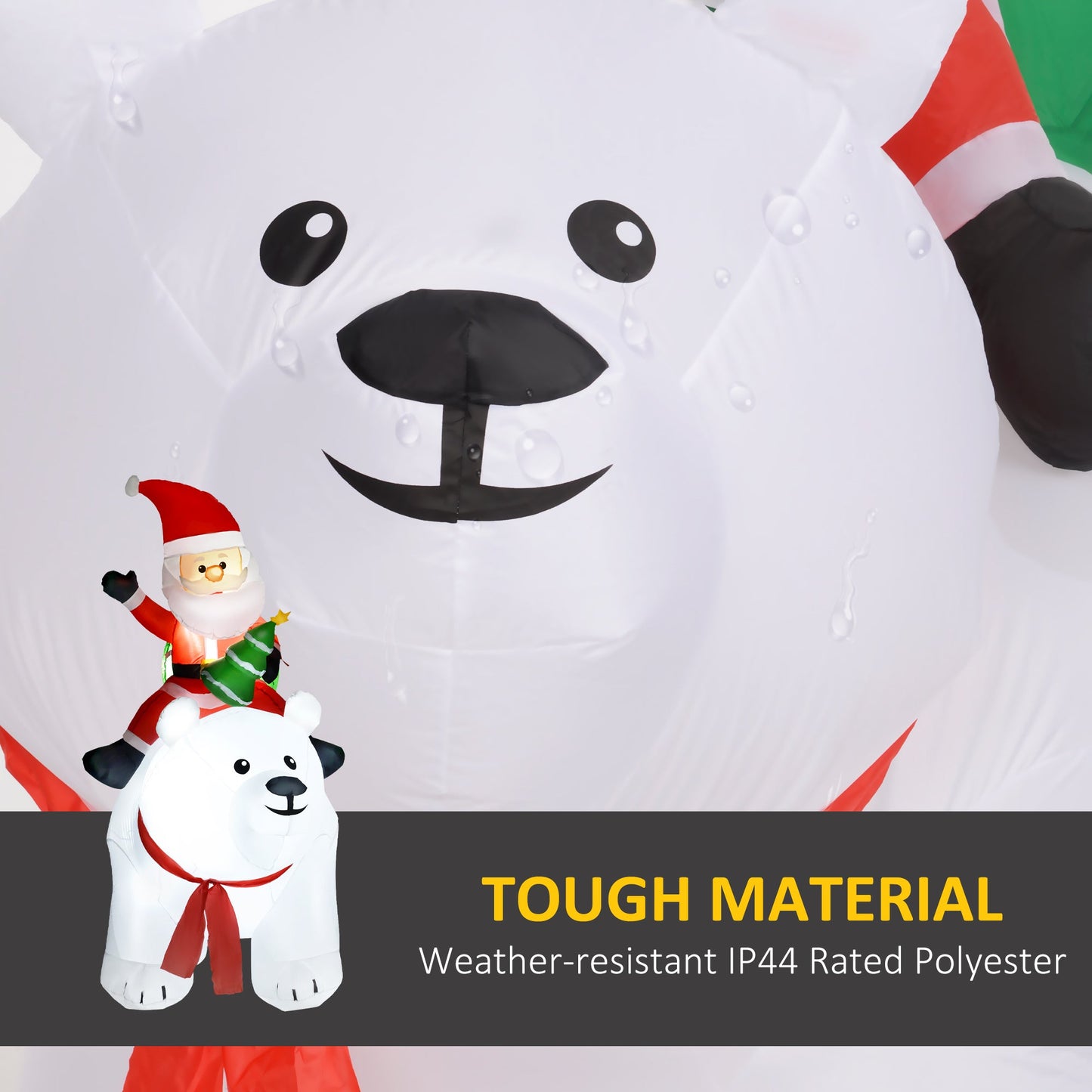 6.6ft Inflatable Santa Riding Polar Bear Decoration-4
