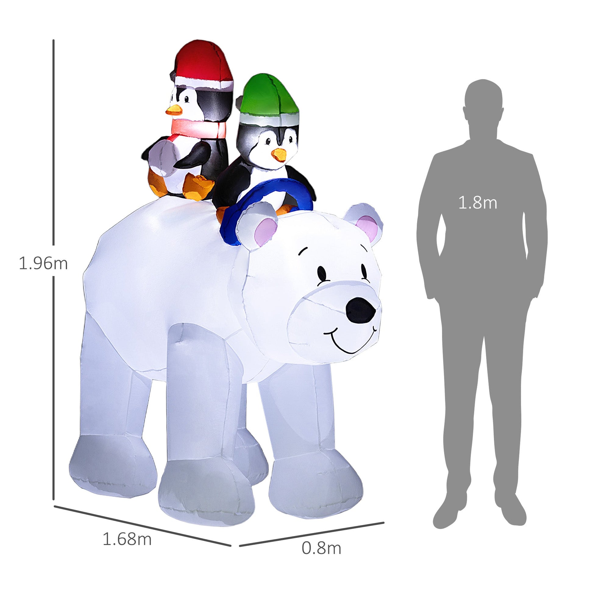 6.4ft Inflatable Polar Bear and Penguin Christmas Inflatable-2