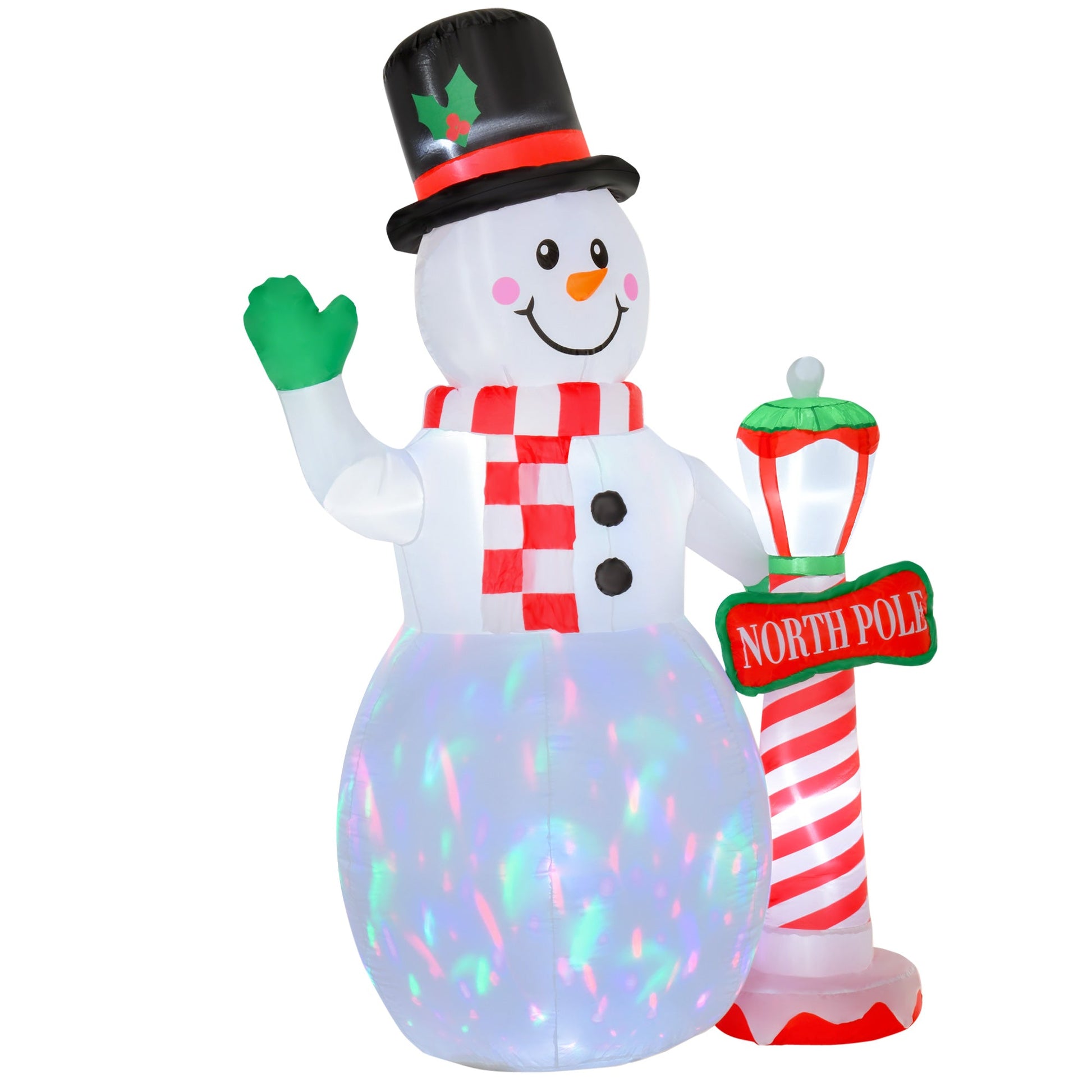2.4m Tall Christmas Inflatable Snowman with Street Lamp, Lighted for Home Indoor Outdoor Garden Lawn Decoration Party Prop-0