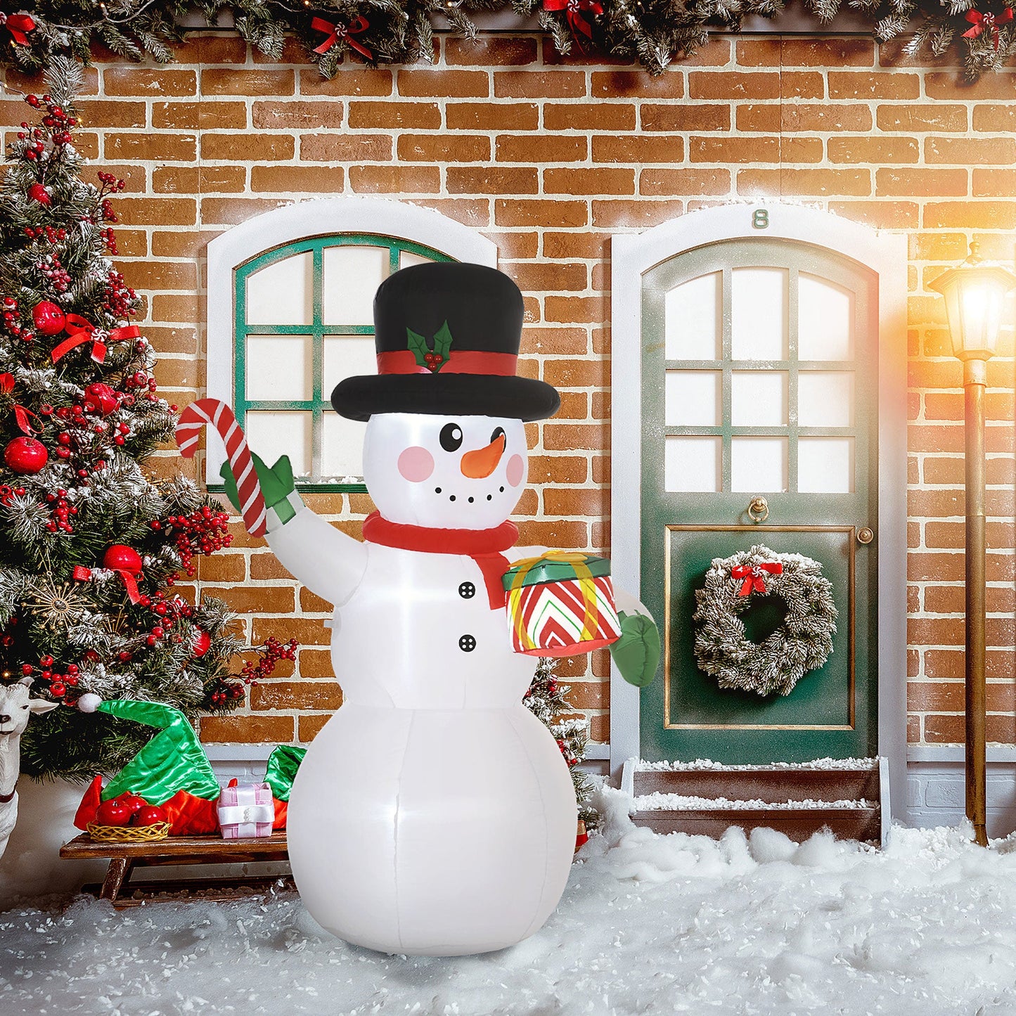 6ft Inflatable Christmas Snowman, with Accessories-1