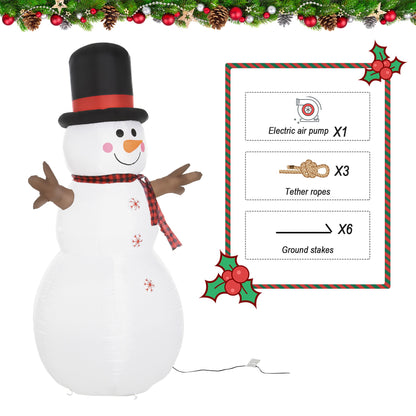 6ft/1.82m Tall Giant Outdoor Indoor Inflatable Snowman Christmas Decoration for Lawn with Hat Scarf LED Lights-3