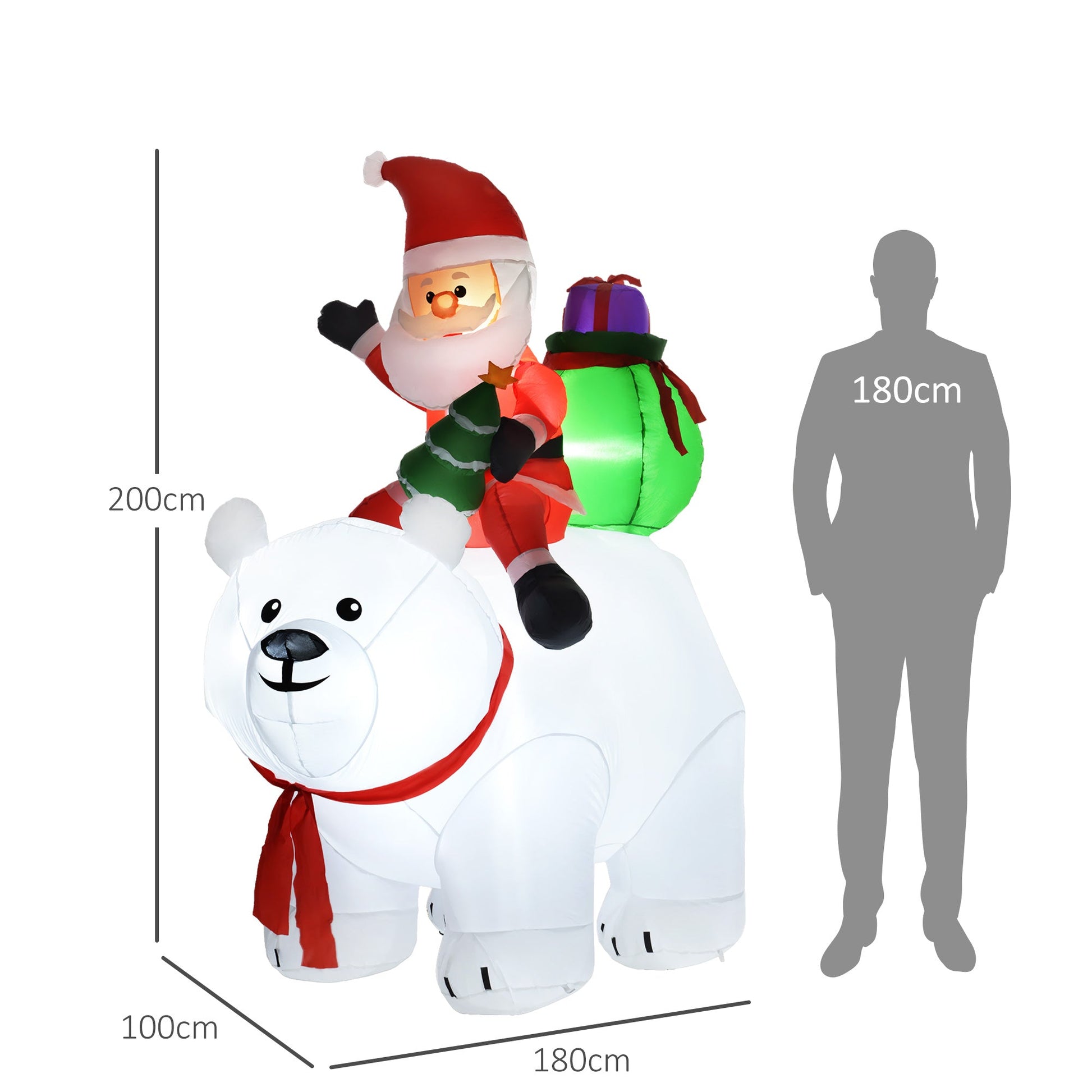 6.6ft Inflatable Santa Riding Polar Bear Decoration-2