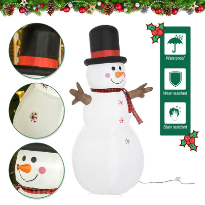 6ft/1.82m Tall Giant Outdoor Indoor Inflatable Snowman Christmas Decoration for Lawn with Hat Scarf LED Lights-4