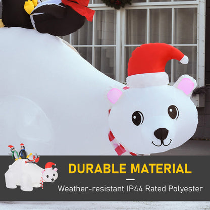 5ft Outdoor Christmas Inflatable with LED Light, Lighted Blowup Polar Bear with Three Penguins, Giant Yard Party Decoration for Garden Lawn-4
