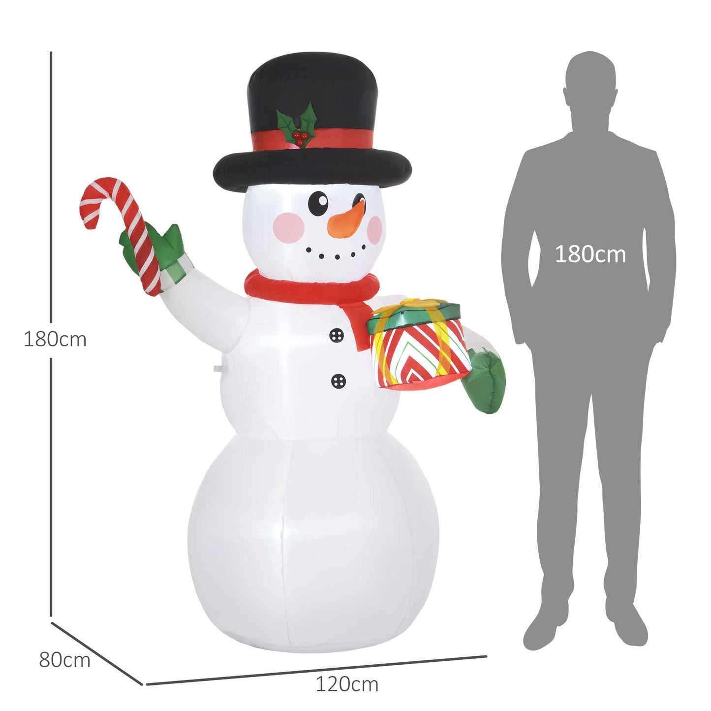 6ft Inflatable Christmas Snowman, with Accessories-2