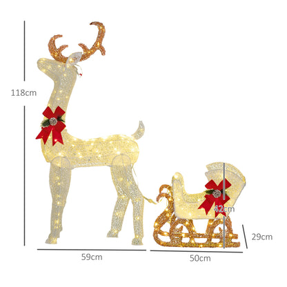 170 LED Light Reindeer and Sleigh Christmas Decoration-2